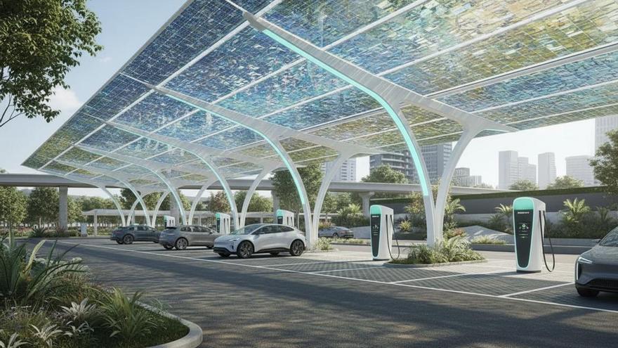 Esta estación de carga autosuficiente solo necesita del sol para funcionar