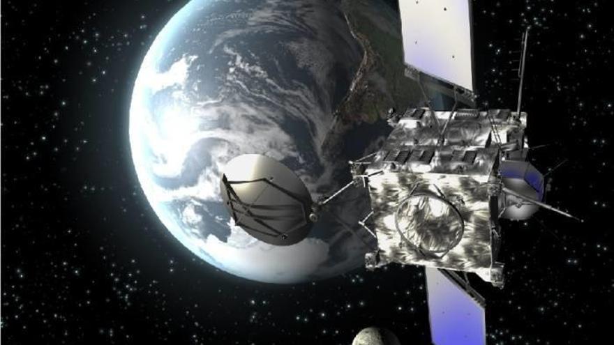 La sonda Rosetta de la ESA con la Tierra al fondo