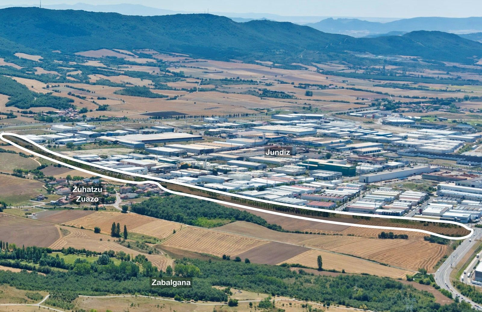 Vista aérea de la zona de trabajo.