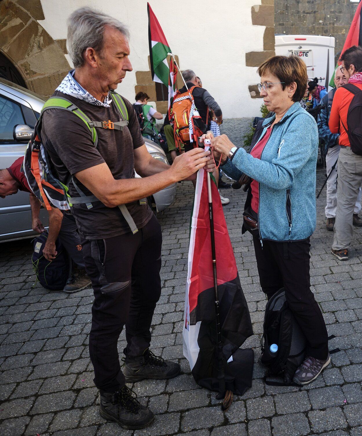 Fotos de la séptima marcha propalestina por Navarra, de Eltzaburu a Doneztebe