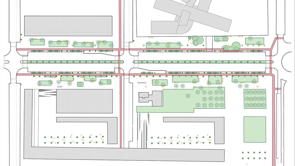 Mapa del nuevo corredor verde en la avenida de Gipuzkoa.