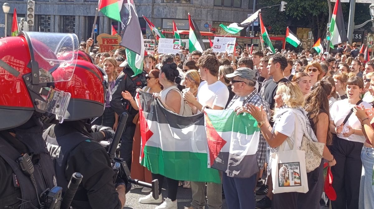 Manifestación en Bilbao en apoyo al pueblo palestino y a la flotilla