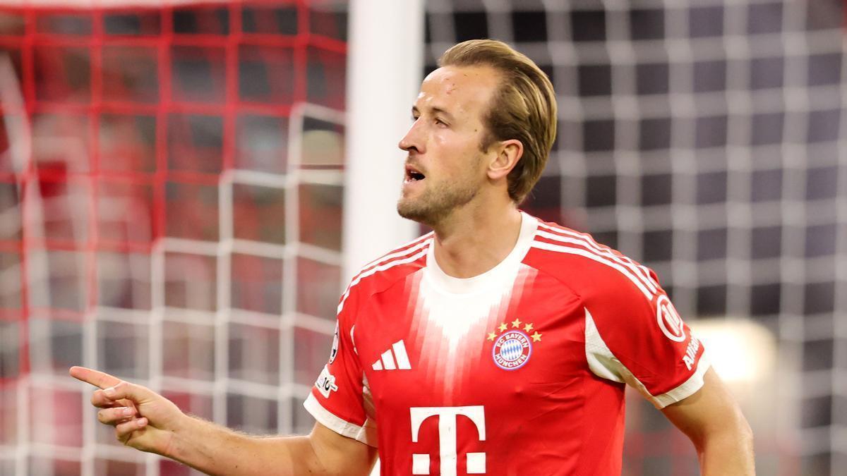 Harry Kane celebra un gol con el Bayern Múnich.