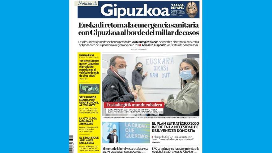 Portada de NOTICIAS DE GIPUZKOA de este viernes, 3 de diciembre