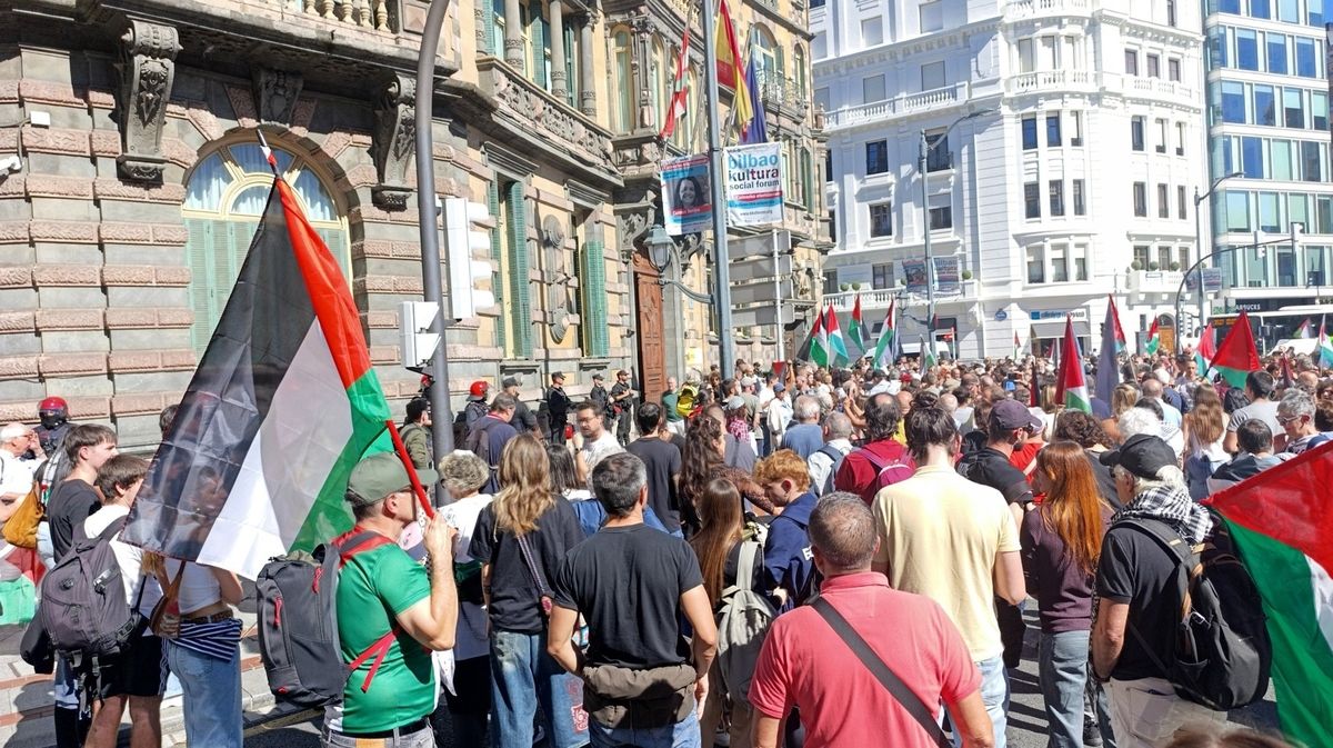 Manifestación en Bilbao en apoyo al pueblo palestino y a la flotilla
