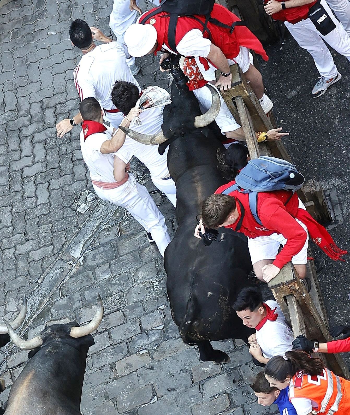 Fotos del octavo encierro de San Fermín con toros de Miura