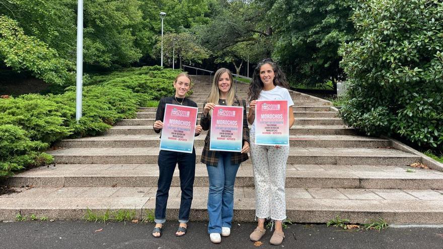 Ainhoa Gordo, Sandra Caballero y Nora Loidi en el parque de la Sargia.