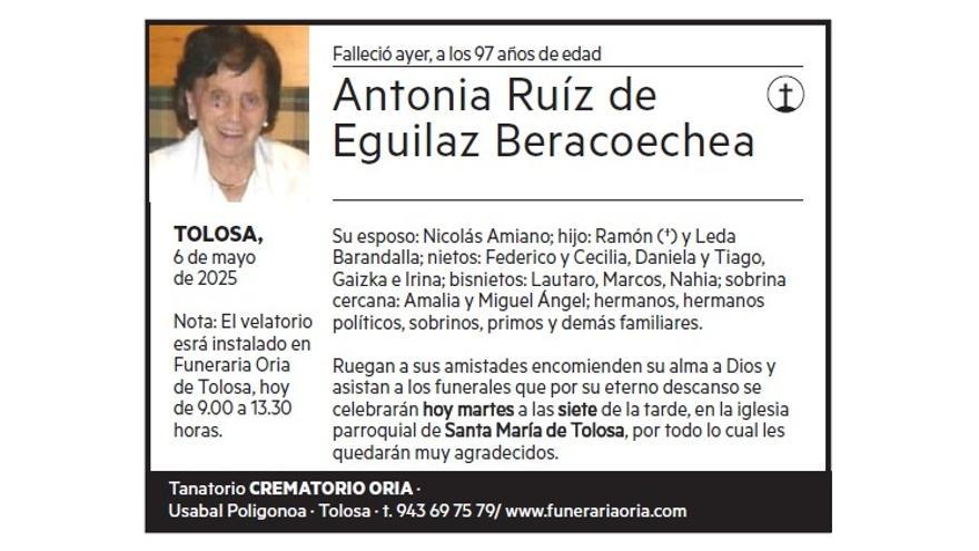 ANTONIA RUIZ DE EGUILAZ BERACOECHEA