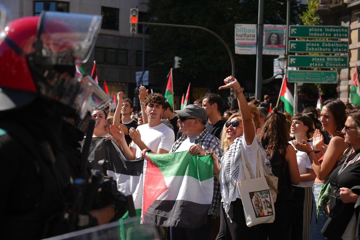 Manifestación en Bilbao en apoyo al pueblo palestino y a la flotilla