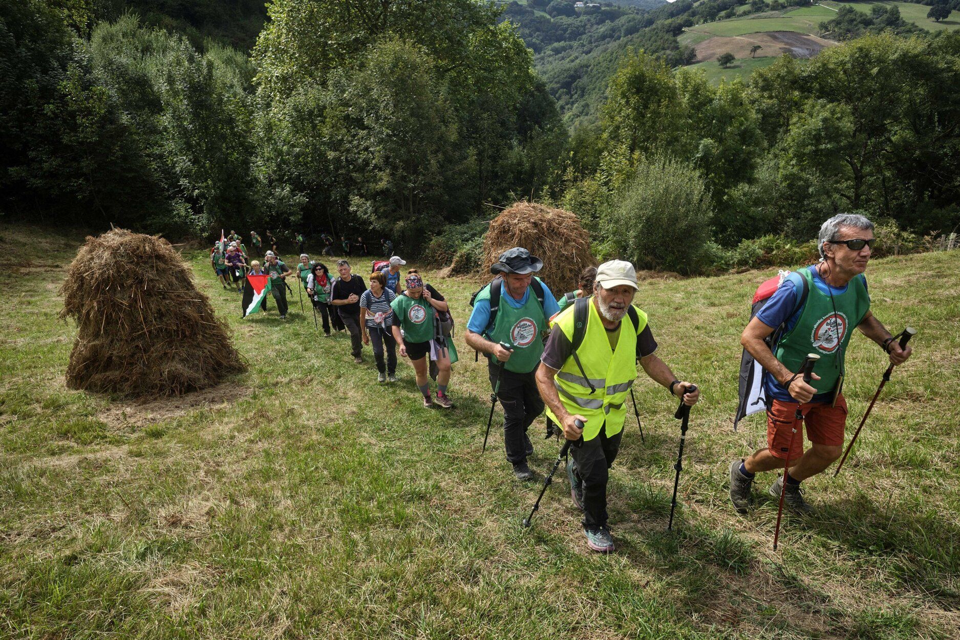 Fotos de la séptima etapa de la marcha propalestina por Navarra, desde Eltzaburu hasta Doneztebe