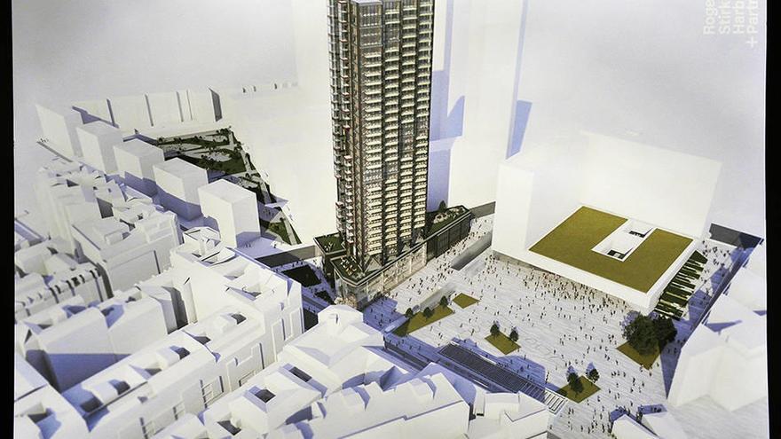 La quinta torre de Garellano y la plaza que quedará sobre la Termibus soterrada