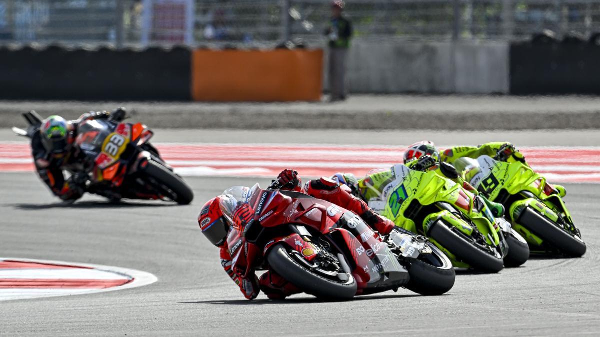 Marc Márquez, durante el Gran Premio de Indonesia, en el que se produjo la lesión de hombro.