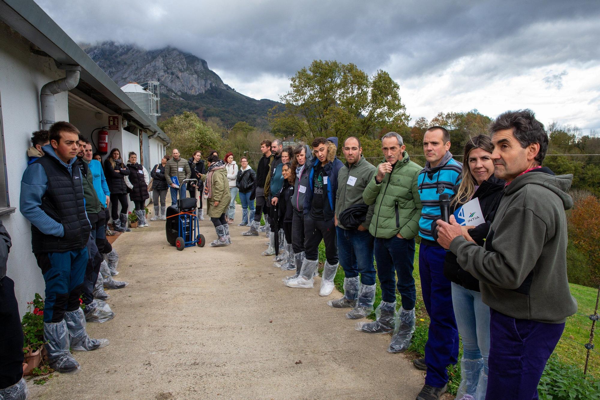 Fotos de la visita a la explotación ganadera de un joven que acaba de instalarse en Gaintza, en el valle de Araitz