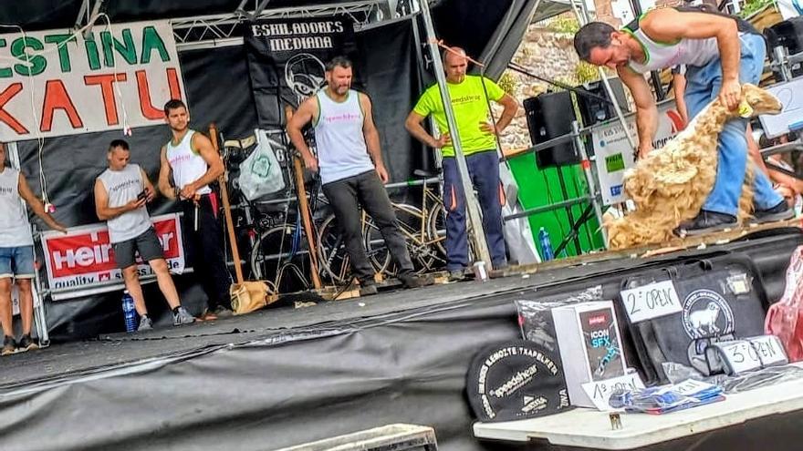 Uno de los 45 participantes en el concurso de esquileo de Zugarramurdi.