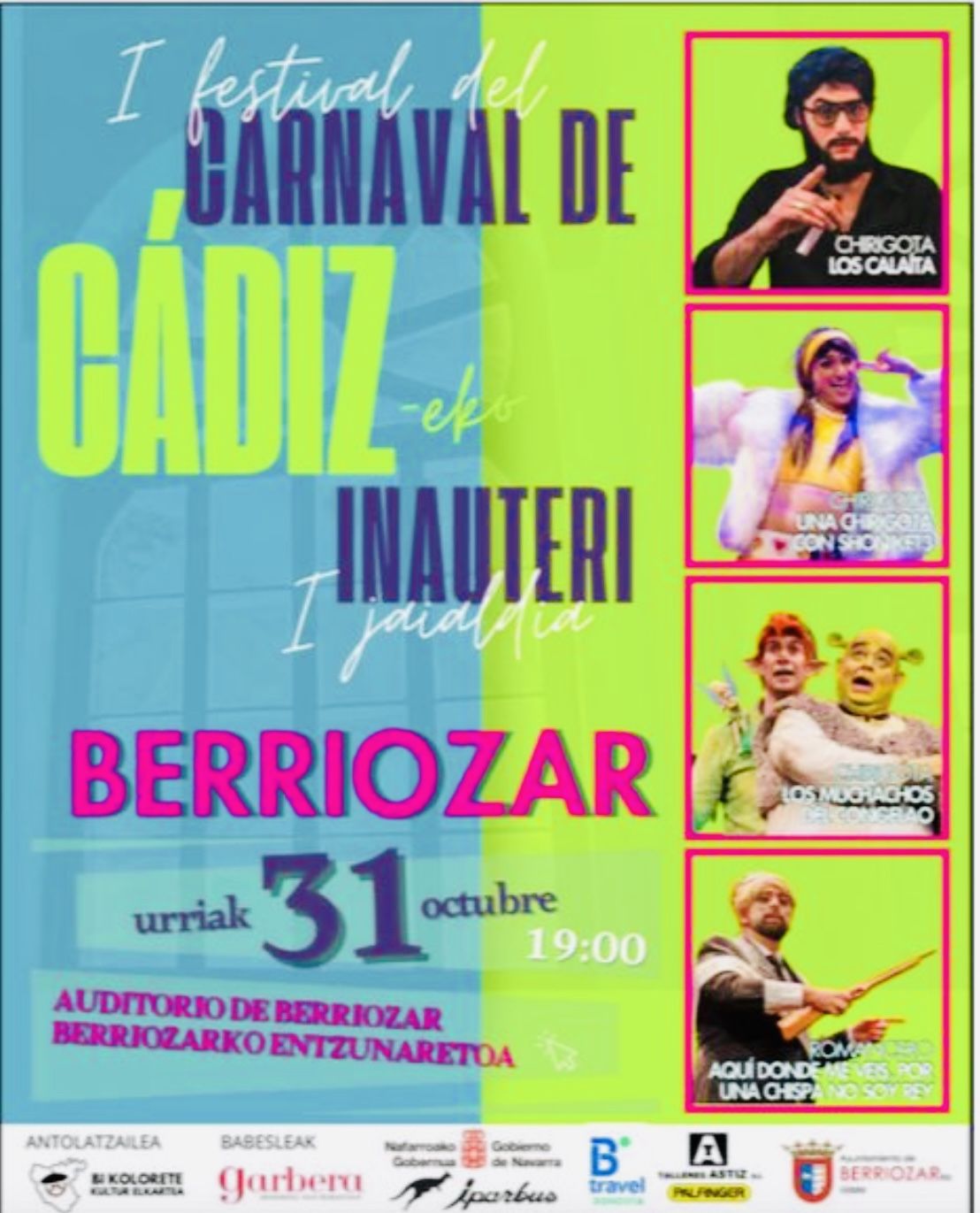 Cartel del I Festival del Carnaval de Cádiz en Berriozar.