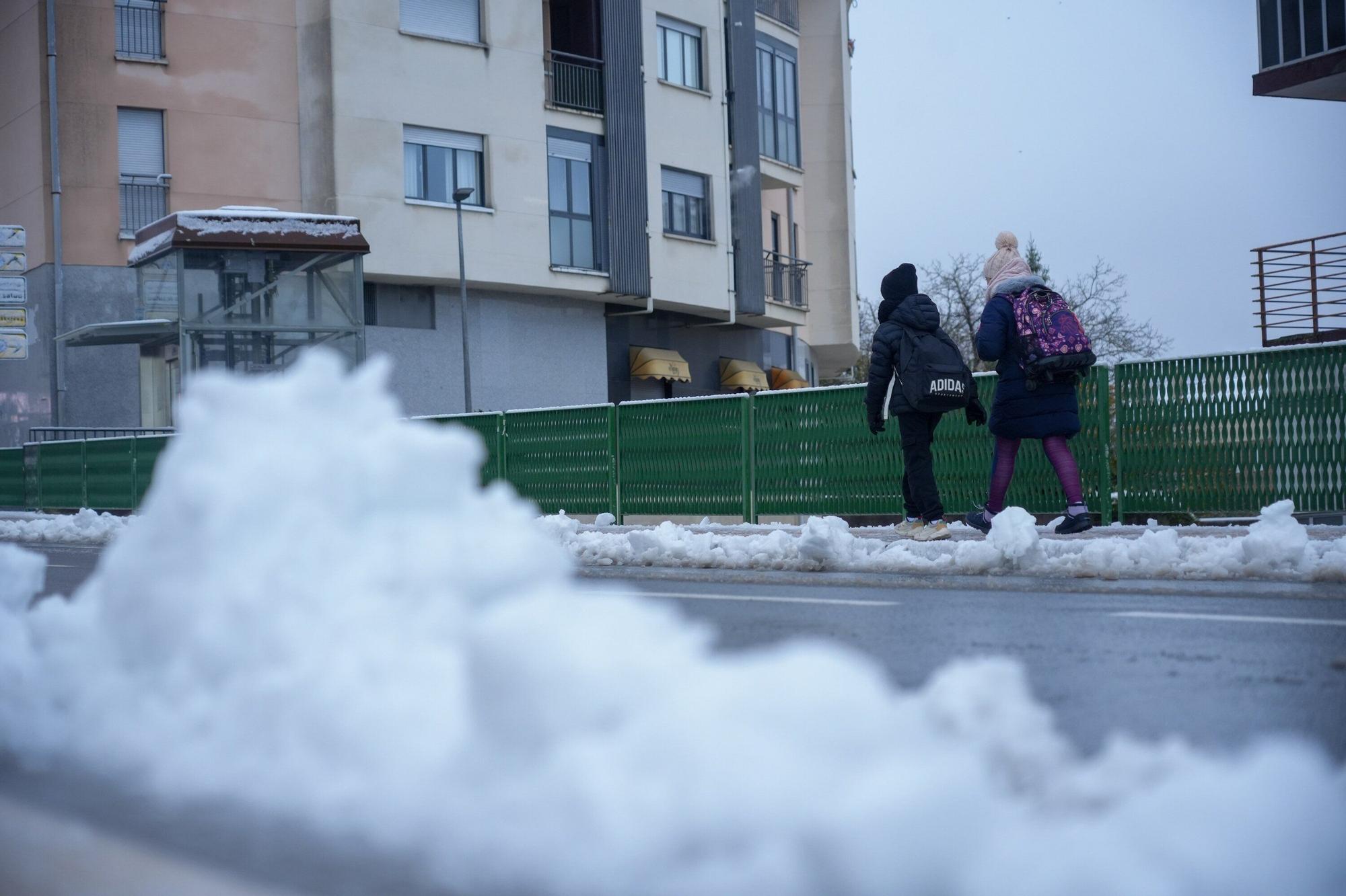 Agurain amanece cubierta por un manto blanco