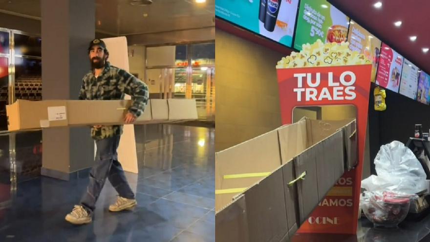 Unos jóvenes trolean la promoción de un cine de Tudela y se llevan una caja de 2 metros de palomitas