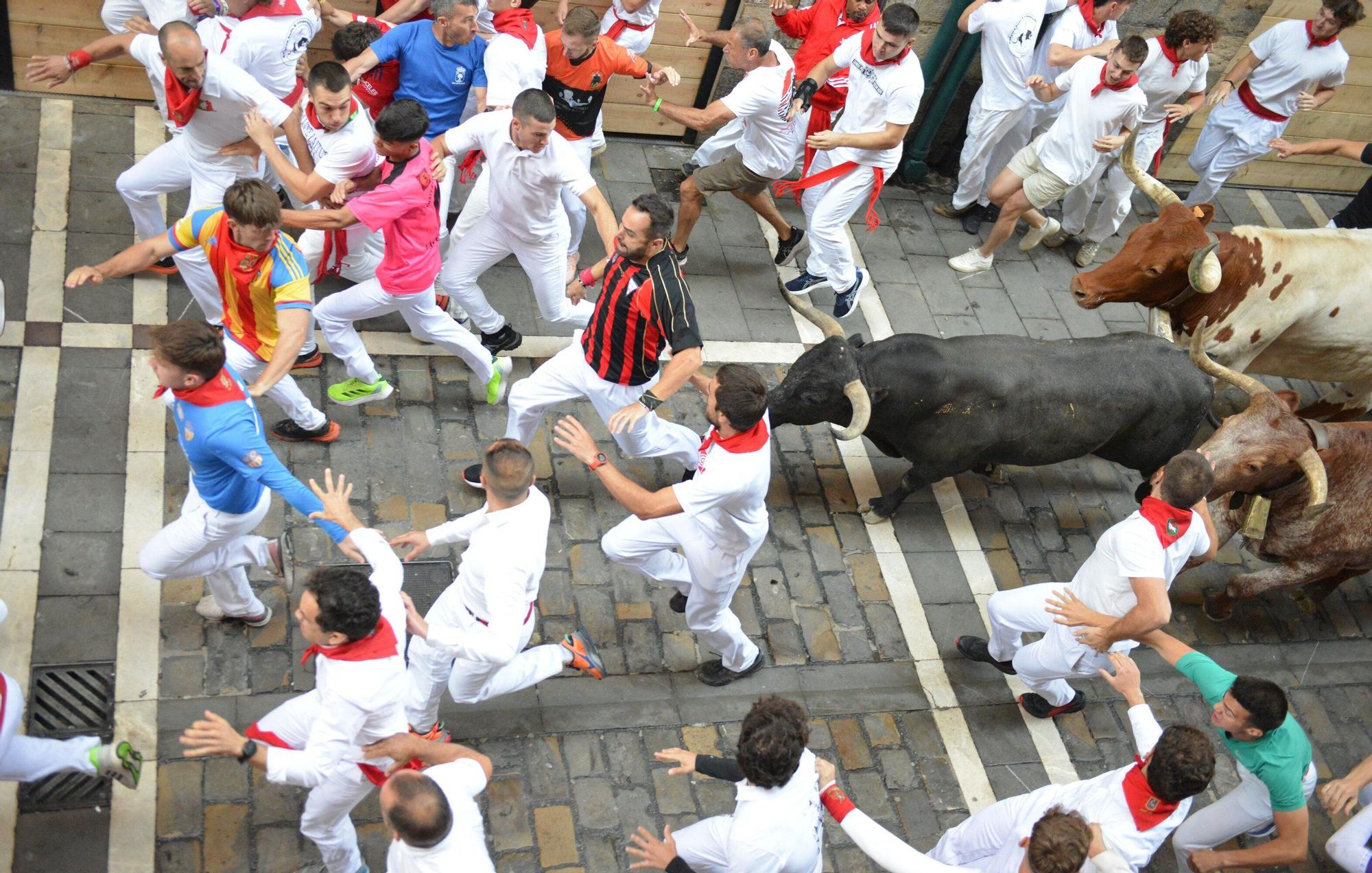 Fotos del octavo encierro de San Fermín con toros de Miura