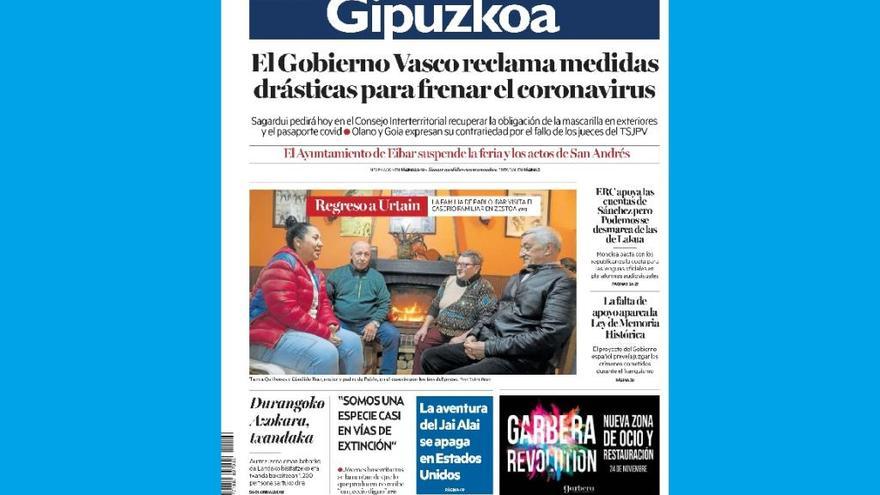 Portada de NOTICIAS DE GIPUZKOA de este miércoles, 24 de noviembre