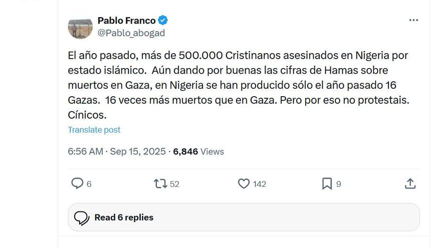 Uno de los mensajes que se han podido leer en X.