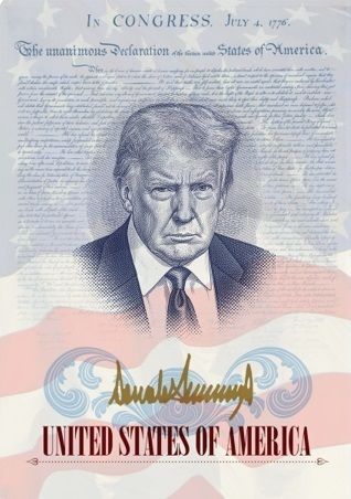 Imagen de la futura "edición limitada" de pasaportes de Estados Unidos que incluirán la imagen del presidente, Donald Trump.