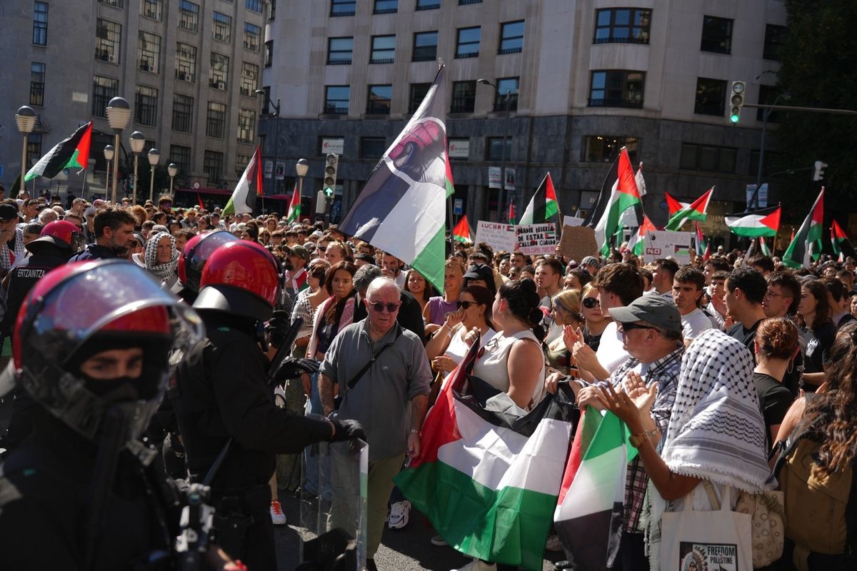 Manifestación en Bilbao en apoyo al pueblo palestino y a la flotilla