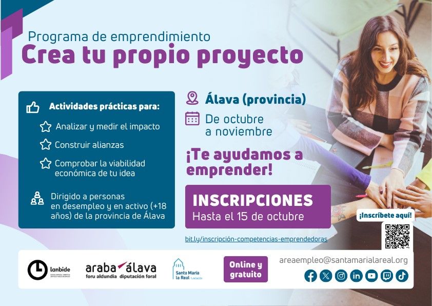 Álava lanza un programa de formación y asesoramiento en emprendimiento para impulsar el autoempleo