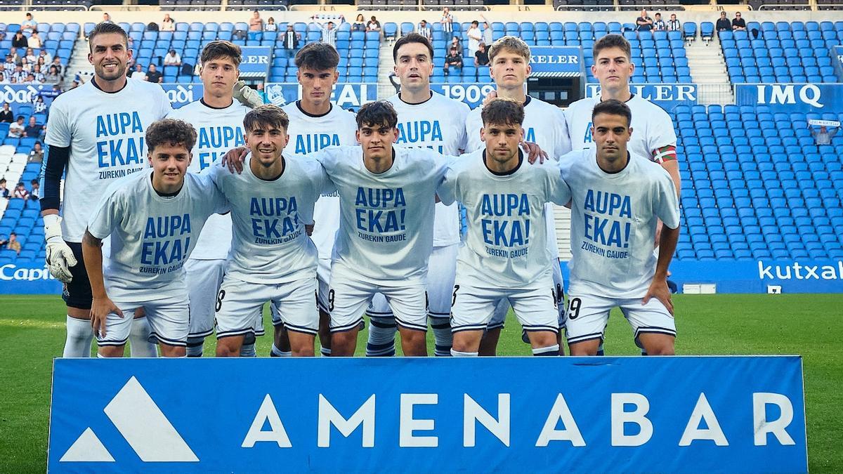 La plantilla del Sanse quiso lanzar un mensaje de ánimo a su compañero Ekain Orobengoa