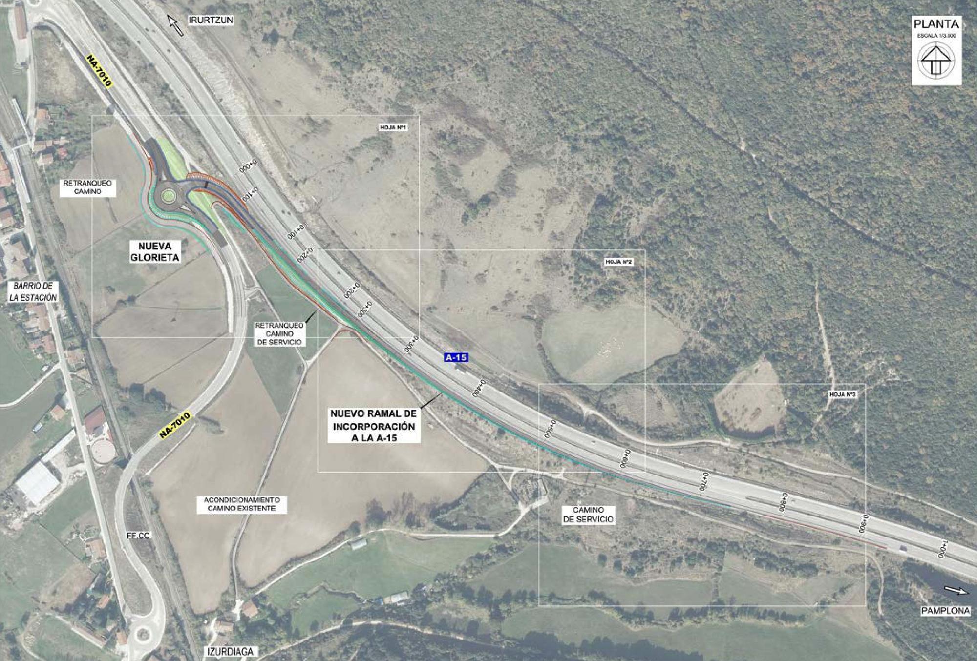 Nuevo carril de incorporación a la AP-15 en Izurdiaga
