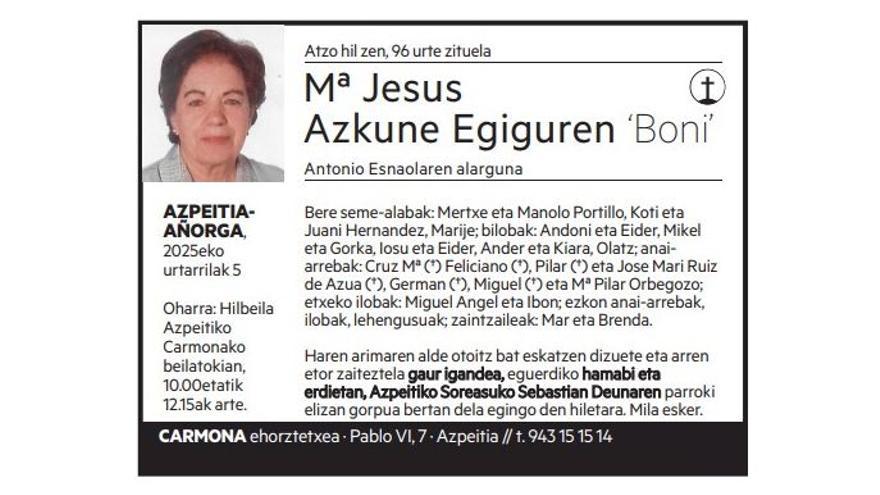 Mª Jesus Azkune Egiguren