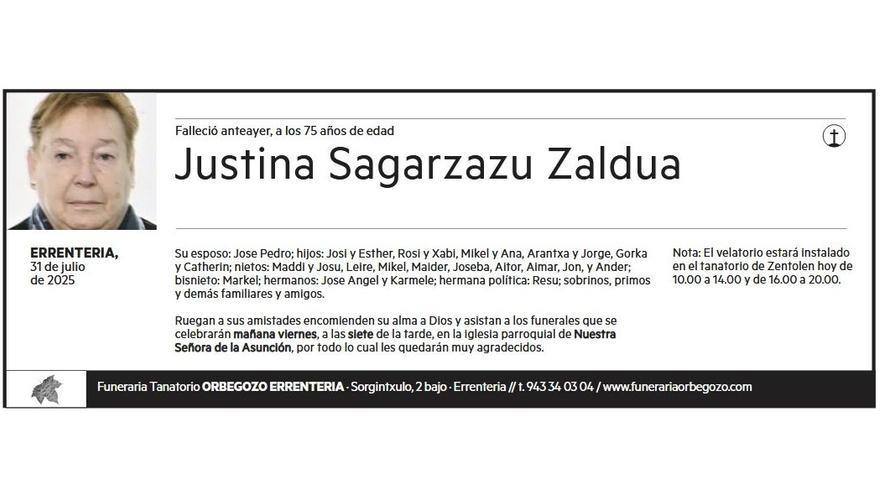 JUSTINA SAGARZAZU ZALDUA