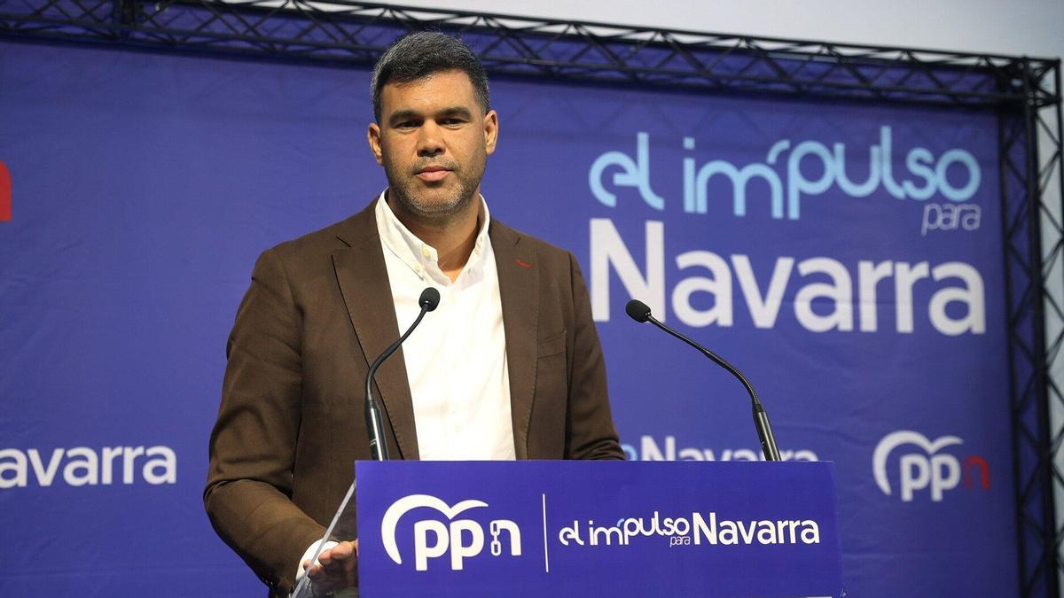 El presidente del PP de Navarra, Javier García, en una comparecencia el pasado miércoles.