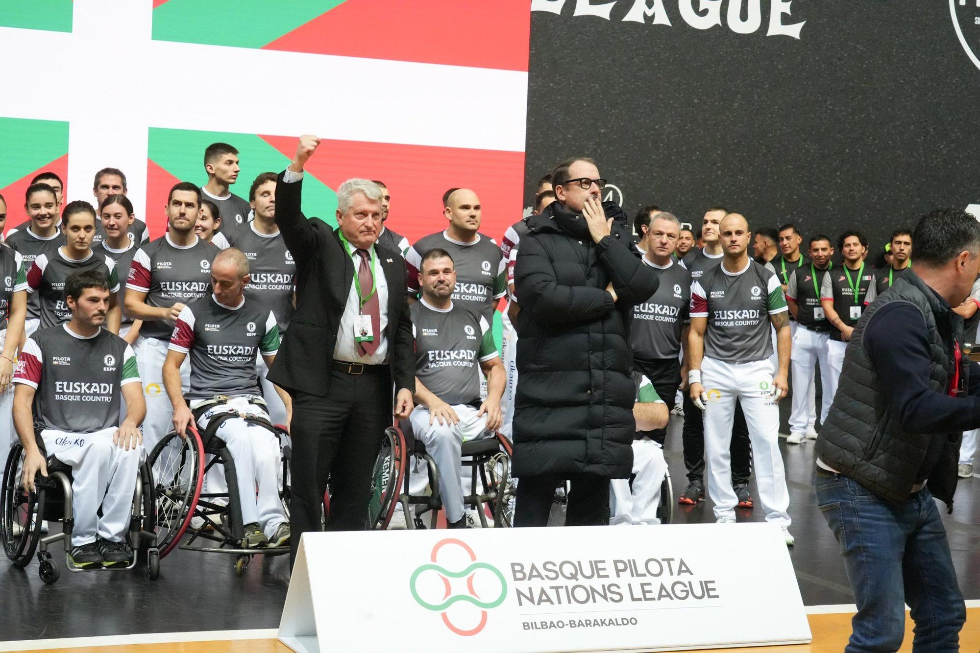 Inauguración de la Liga de Naciones de 36 metros en el frontón Bizkaia