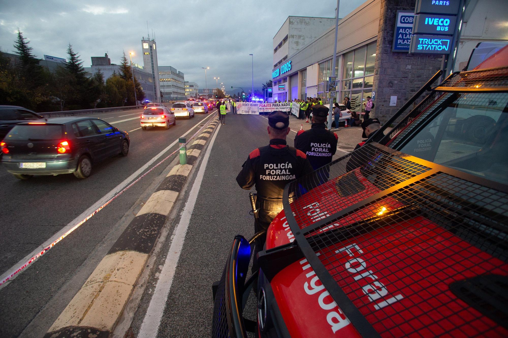 Protesta de los transportistas navarros en Cordovilla