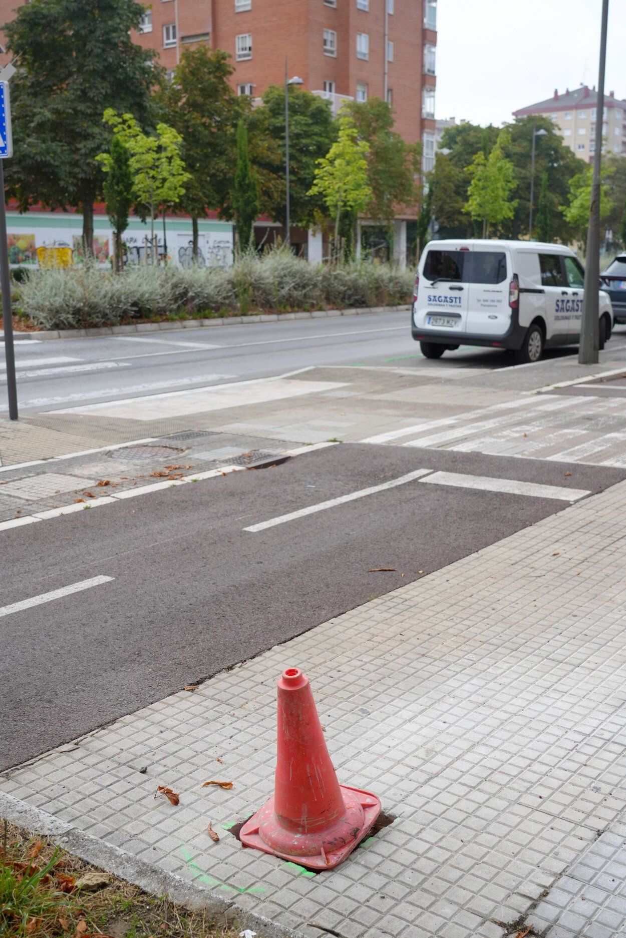 Espacio reservado a la colocación de un parquímetro en Santa Lucía.