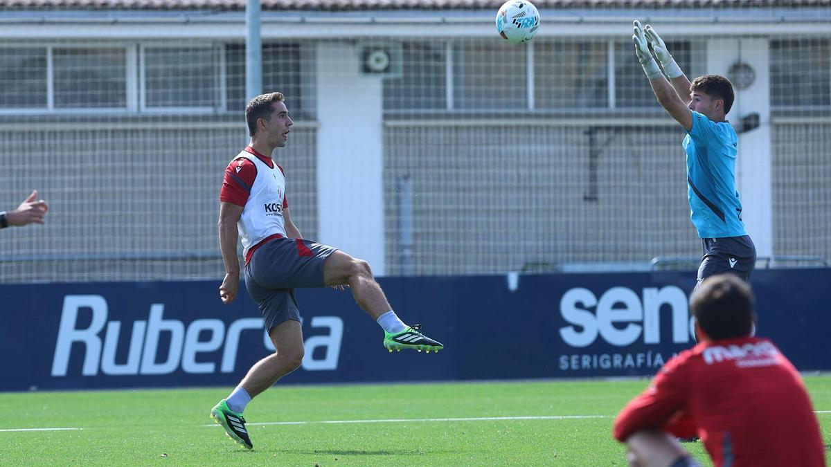 Osambela, en el entrenamiento del lunes.
