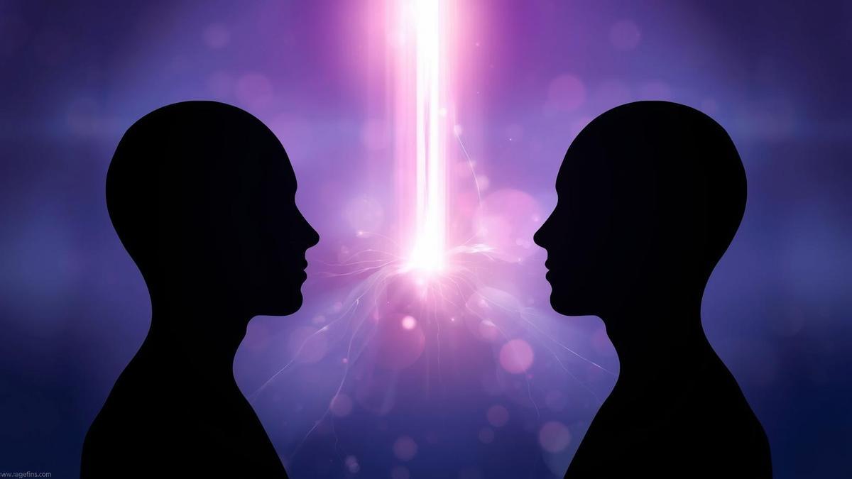 Representación simbólica de la conexión energética entre dos personas.