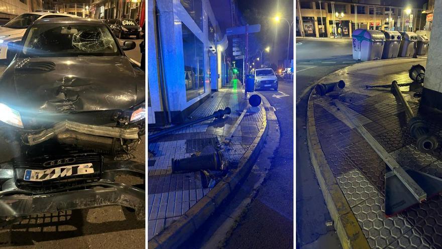 Tudela: se sale de la vía tras realizar un trompo, derriba una farola y se da a la fuga