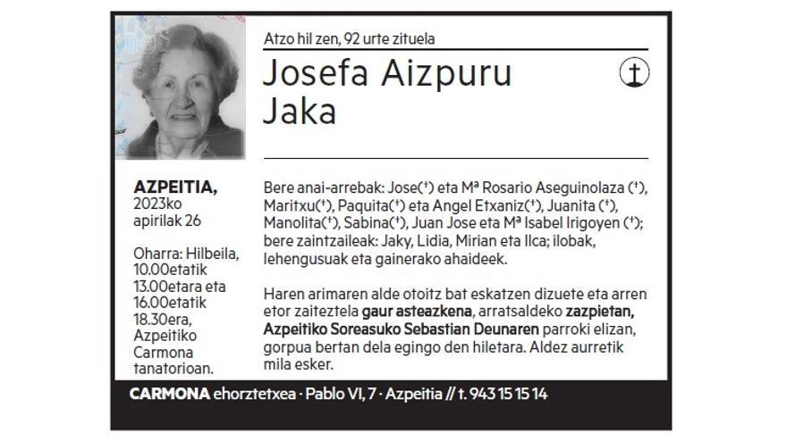 JOSEFA AIZPURU JAKA