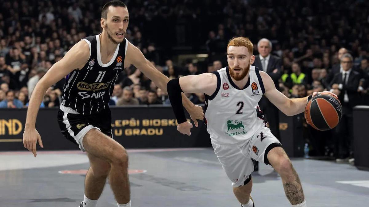 Nico Mannion, en el partido de Euroliga ante el Partizan.