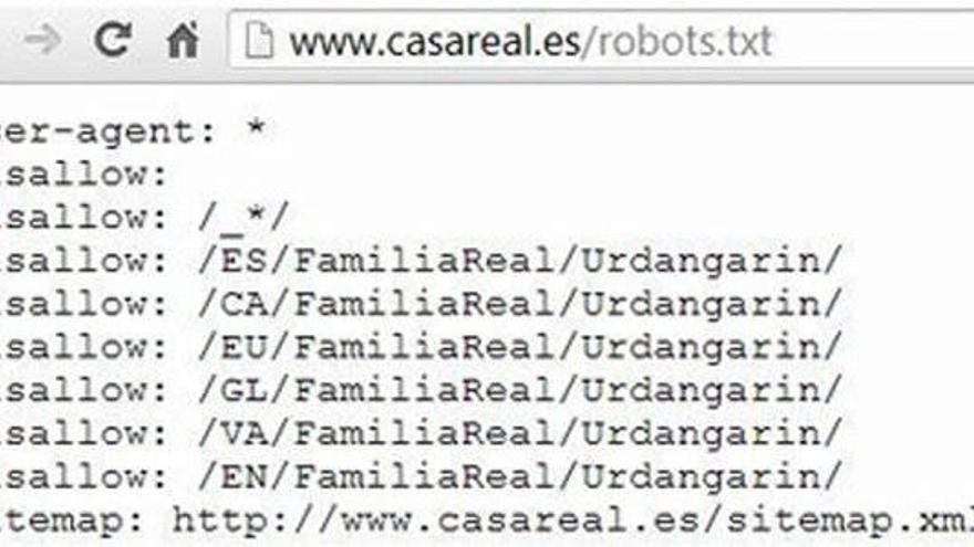 Cómo la Casa Real hace desaparecer a Urdangarin de Google: a través del archivo robots.txt