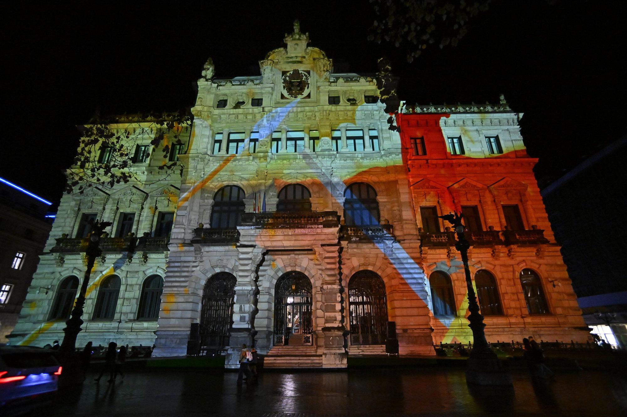 Así se ha iluminado la fachada del Palacio Foral de Bizkaia