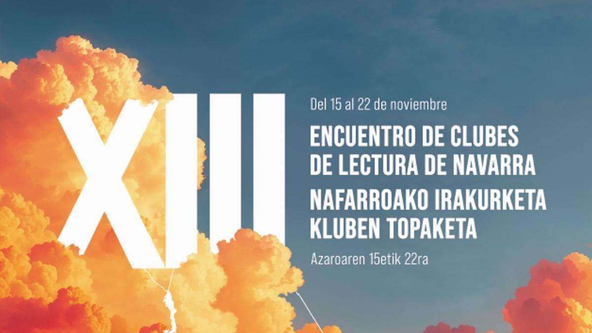 Cartel de la 13ª de los Encuentros de Clubes de Lectura de Navarra.