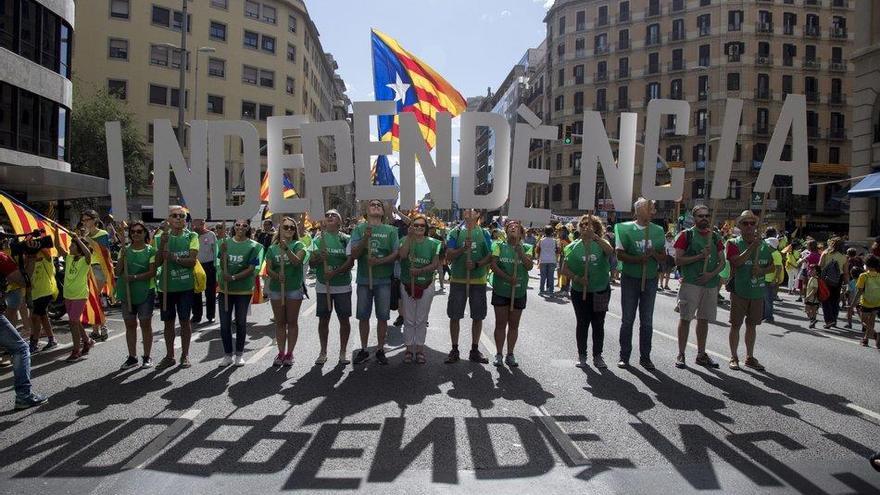 Un momento de la tradicional manifestación convocada por la ANC con motivo de la Diada.