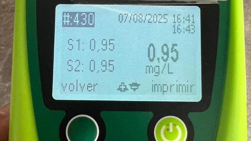Resultado del test de alcoholemia del camionero detenido.