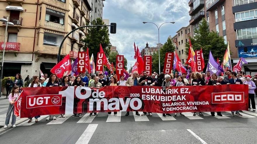 Manifestación de UGT y CCOO por el 1 de mayo en Pamplona