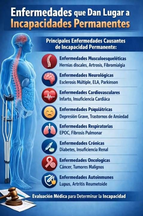 Las enfermedades que dan derecho a la pensión por incapacidad permanente en 2026