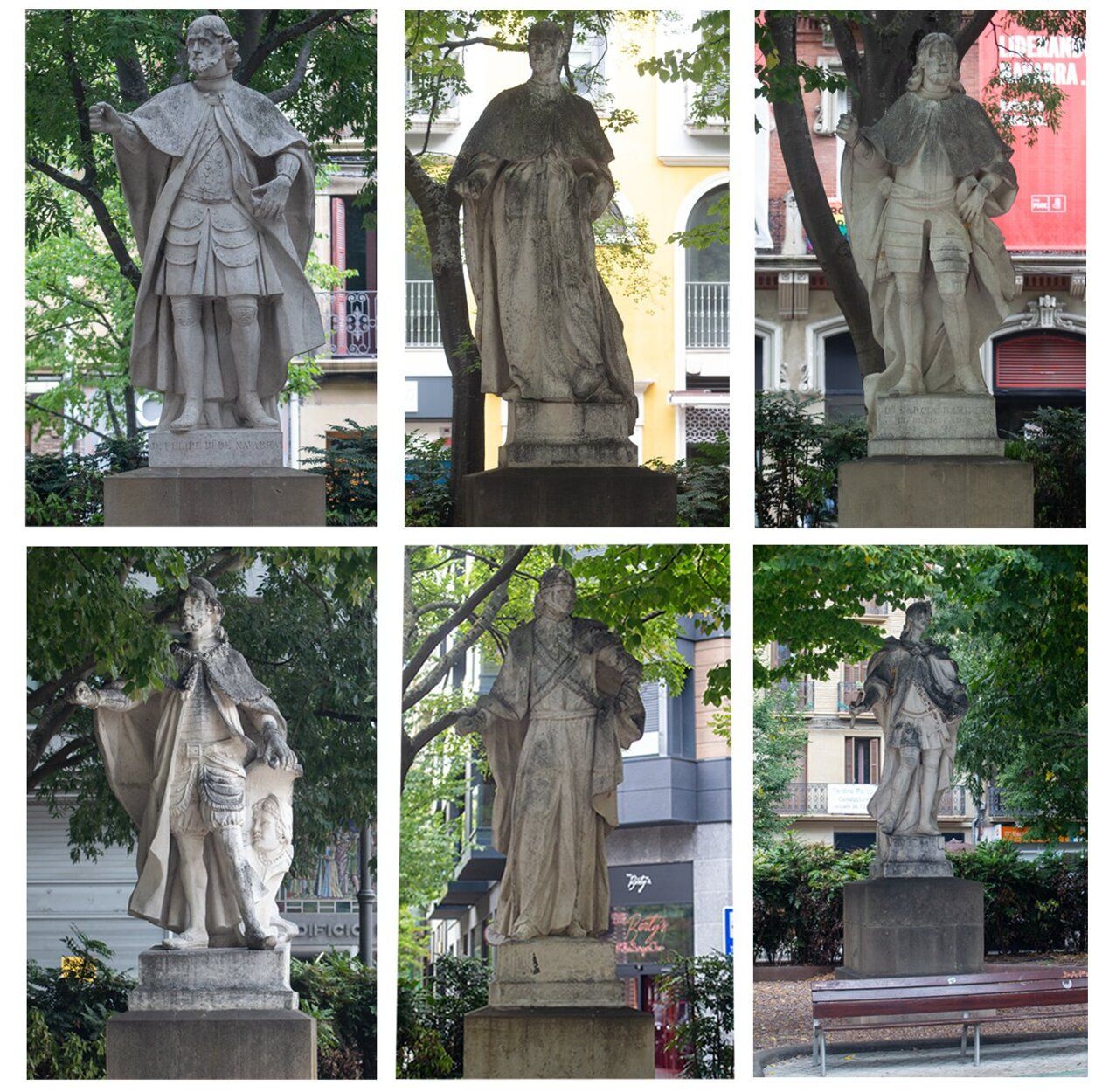 Fotos del inicio de los trabajos de marcaje para el traslado de las estatuas del Paseo de Sarasate
