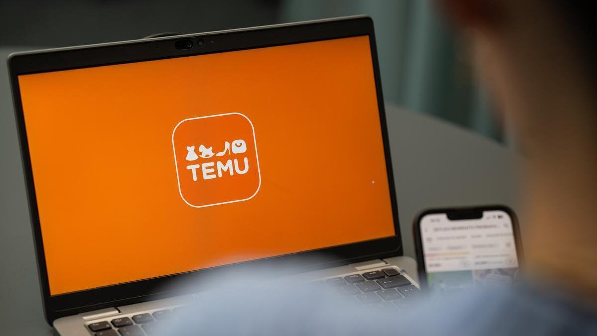 Un ordenador con el logo de Temu.