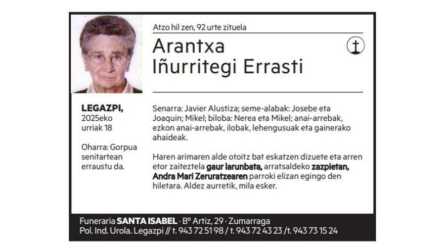 Arantxa Iñurritegi Errasti